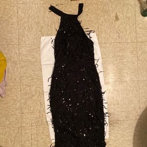 Sequin black maxi dress